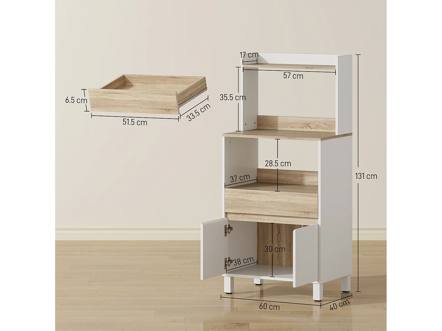 Mobile microonde con armadietto a 2 ante soft close