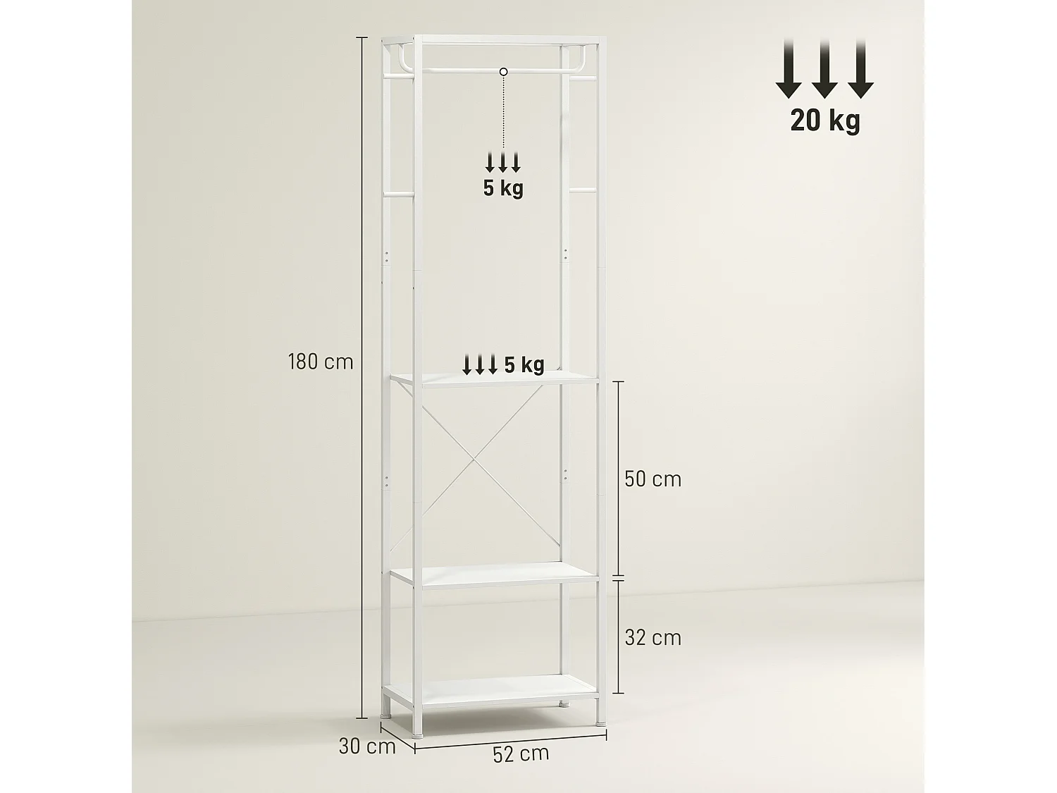 Appendiabiti da ingresso con scarpiera, attaccapanni con barra appendi abiti