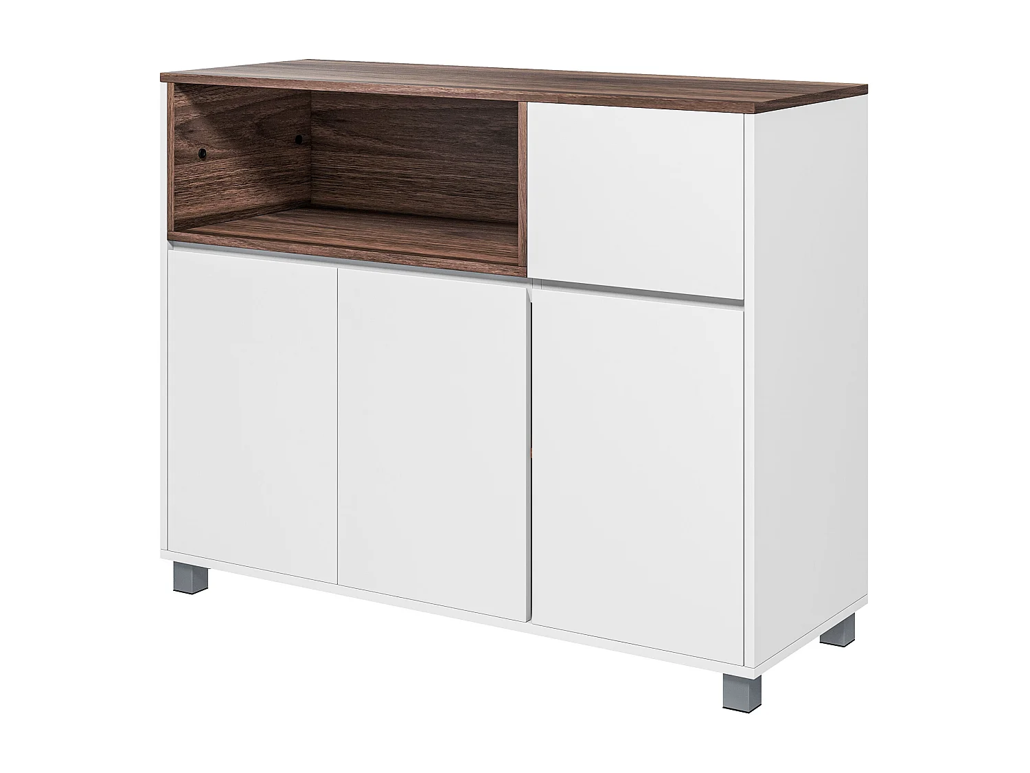 Mobile cucina con armadietti e cassetto in legno bianco