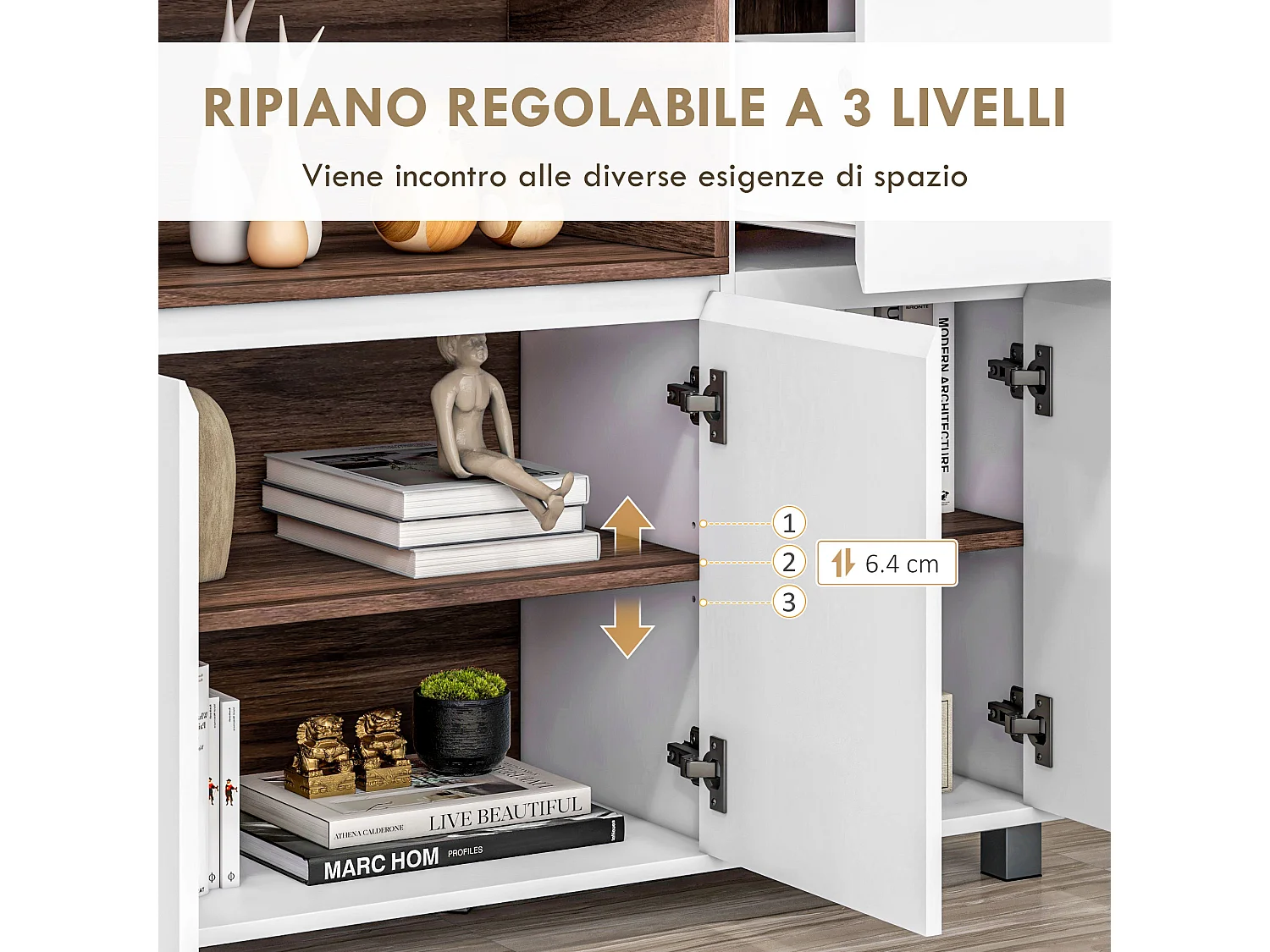 Mobile cucina con armadietti e cassetto in legno bianco