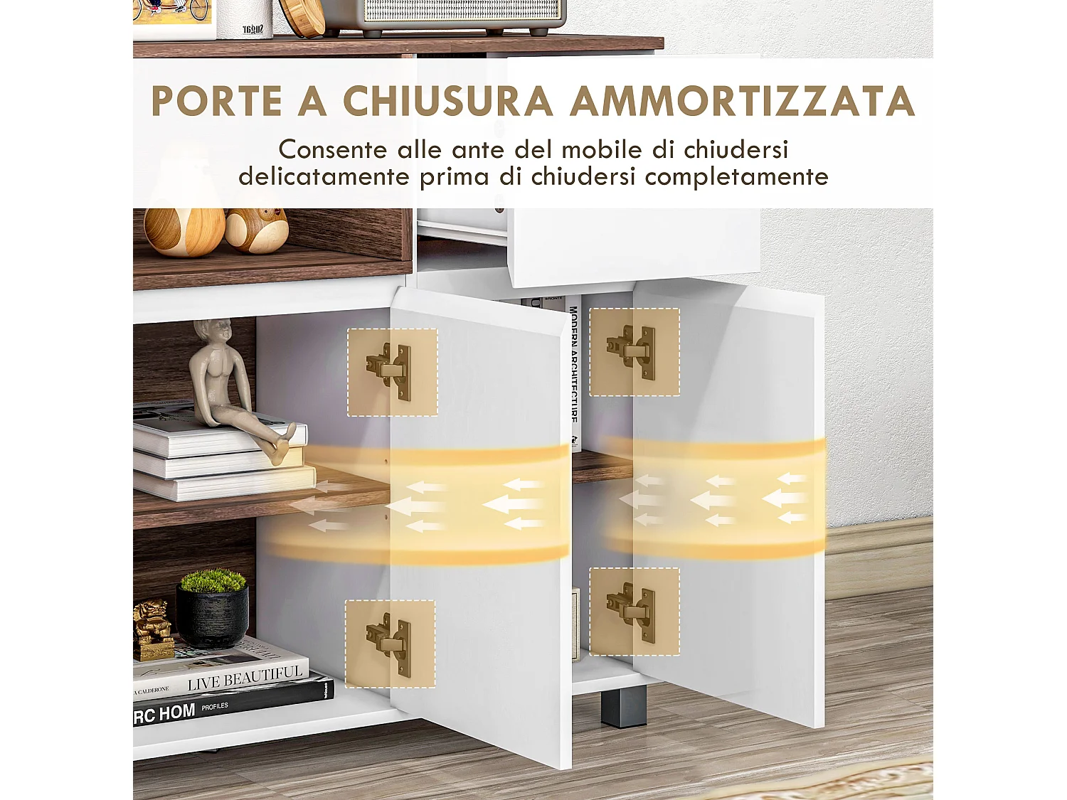 Mobile cucina con armadietti e cassetto in legno bianco