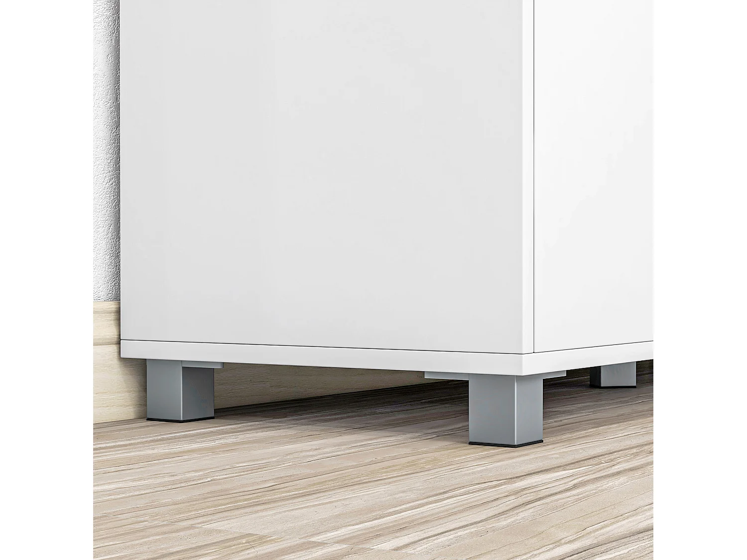 Mobile cucina con armadietti e cassetto in legno bianco