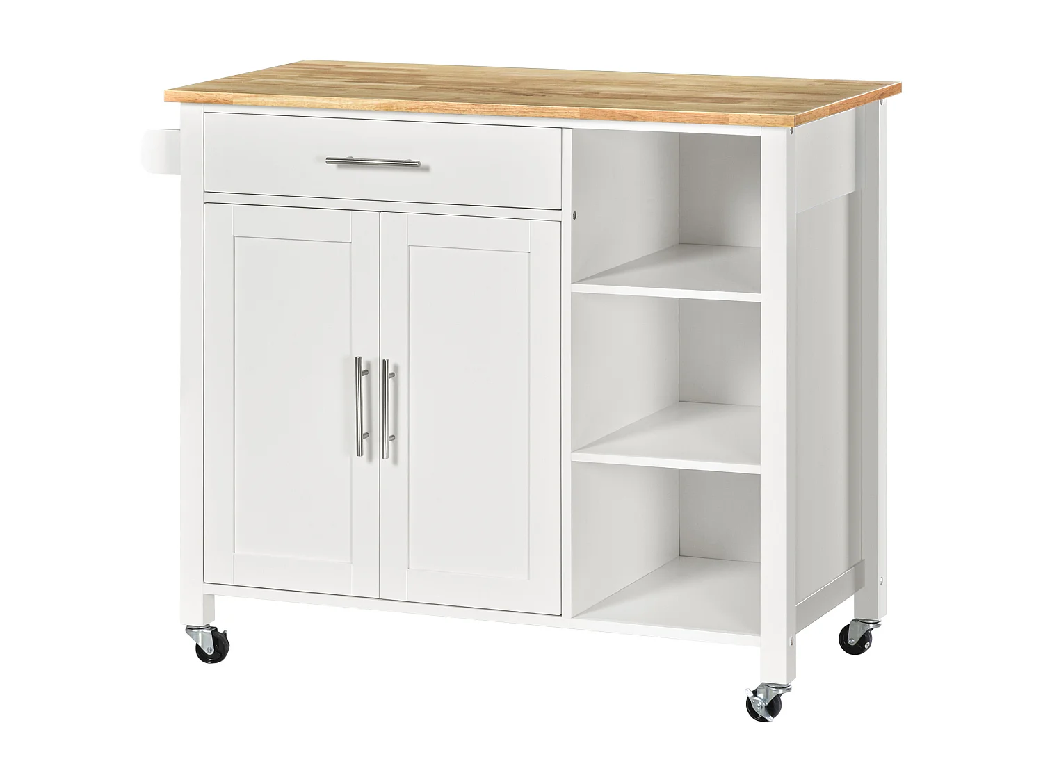 Carrello con ruote salvaspazio, penisola cucina in legno massiccio