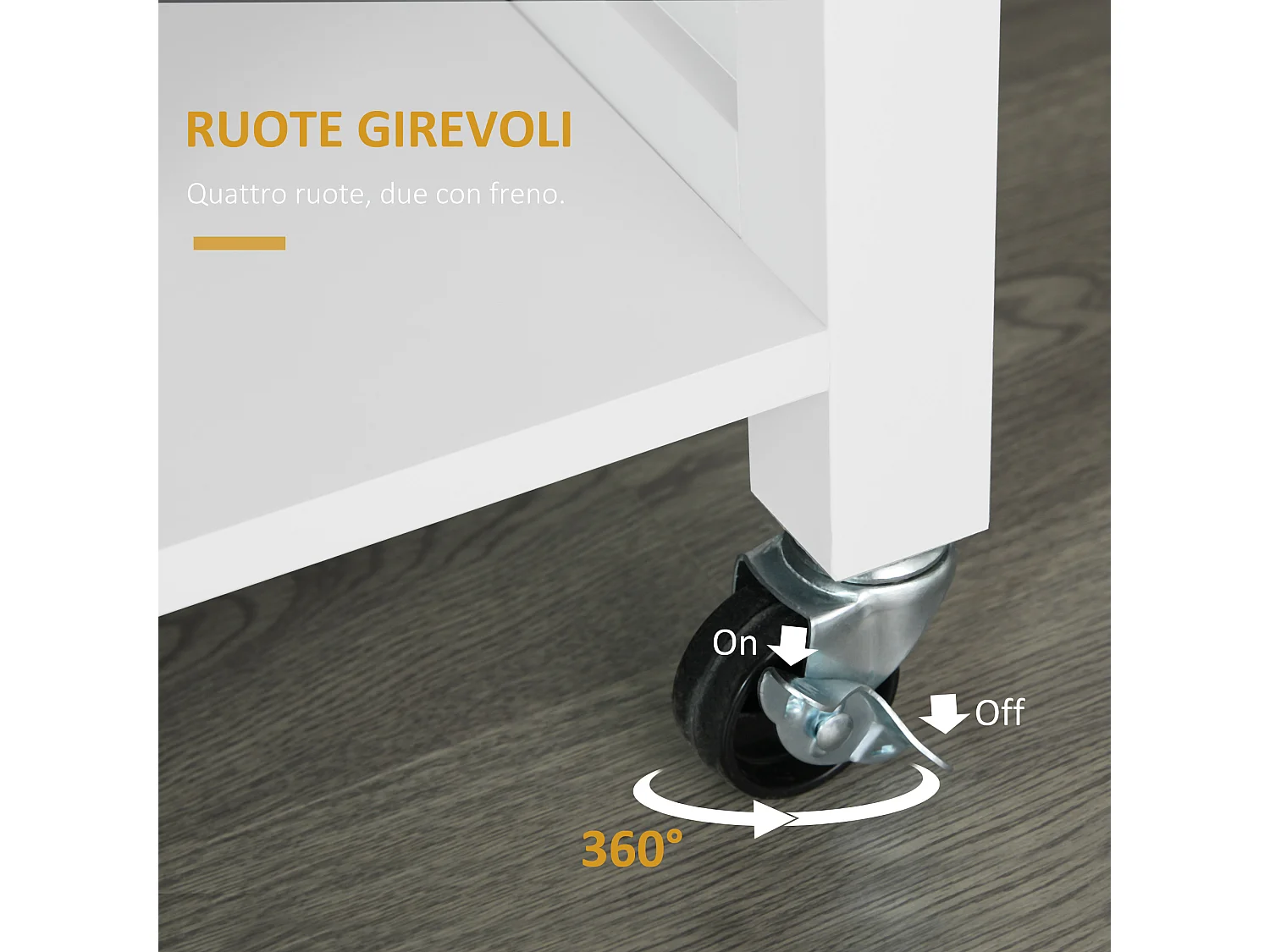 Carrello con ruote salvaspazio, penisola cucina in legno massiccio