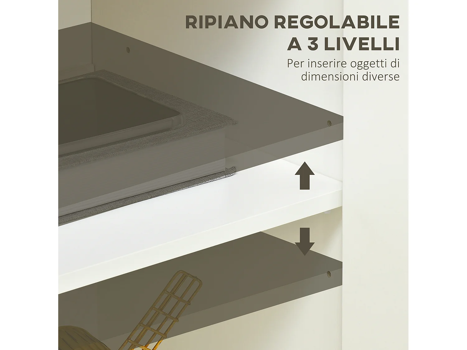 Mobile multiuso con armadietto a 2 livelli in truciolato