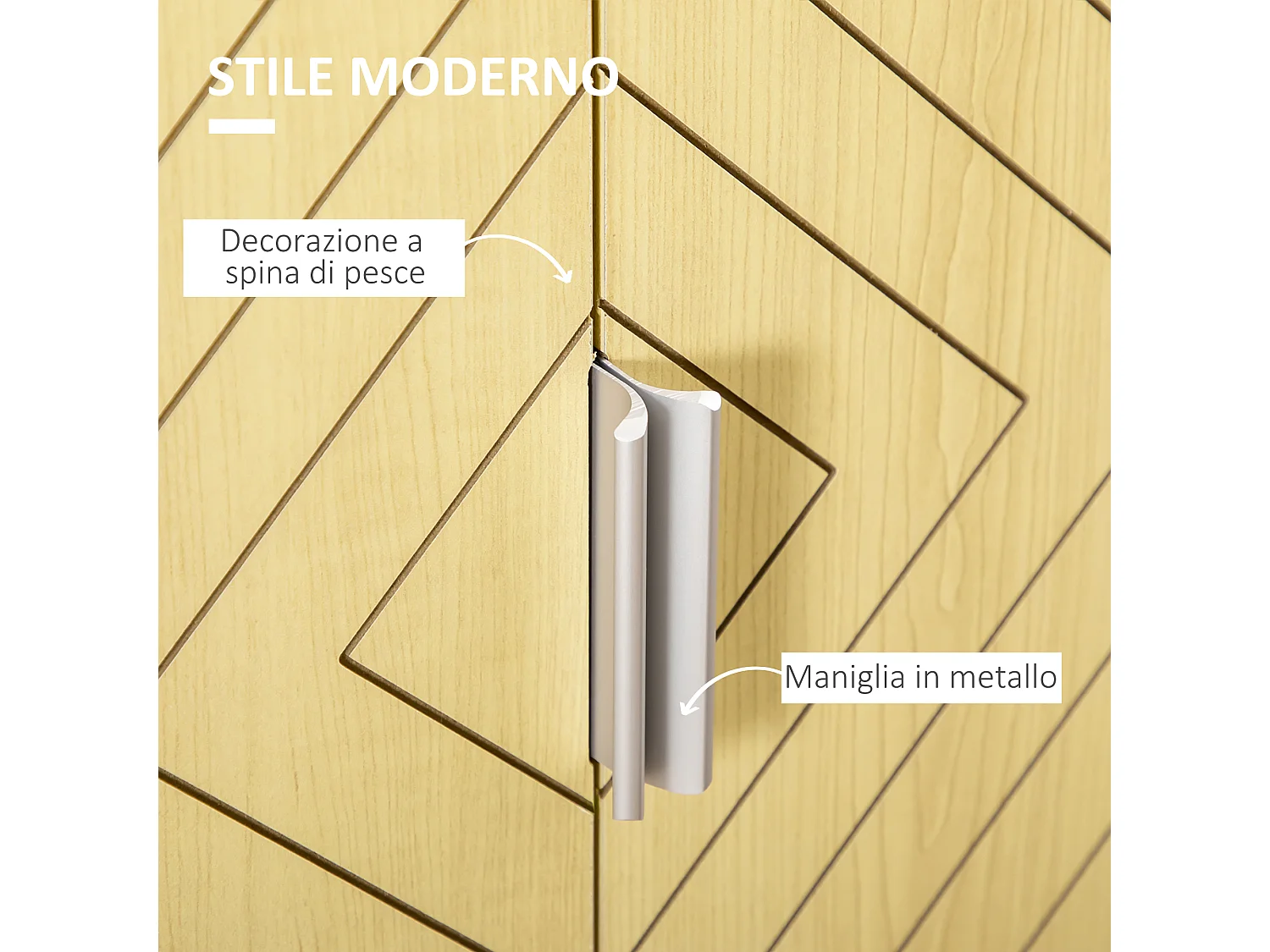 Credenza moderna in legno mobiletto multiuso con ripiani per soggiorno