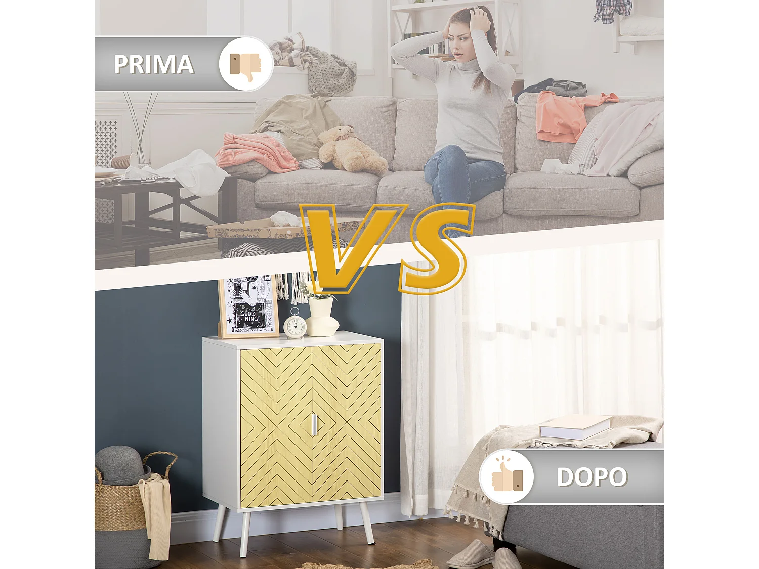 Credenza moderna in legno mobiletto multiuso con ripiani per soggiorno