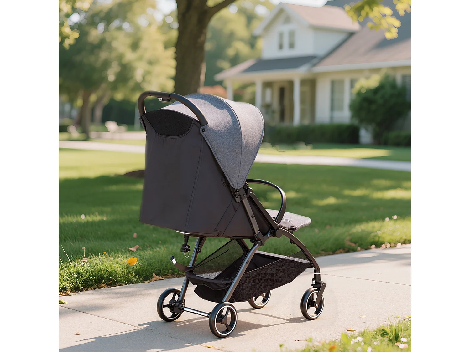 Passeggino per bambini pieghevole con schienale regolabile grigio