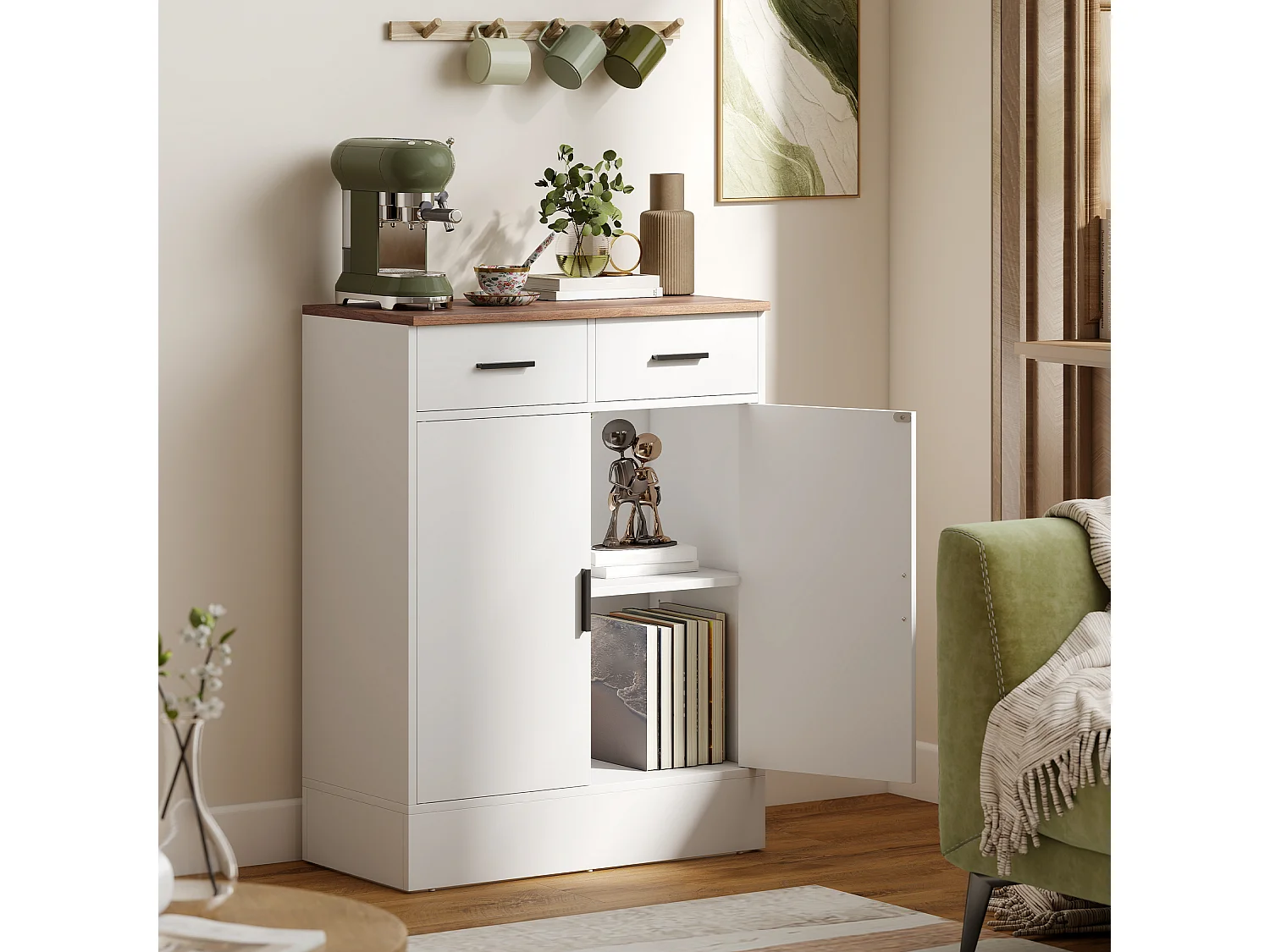 Credenza cucina con 2 cassetti e armadietto 2 ante mobile cucina moderno