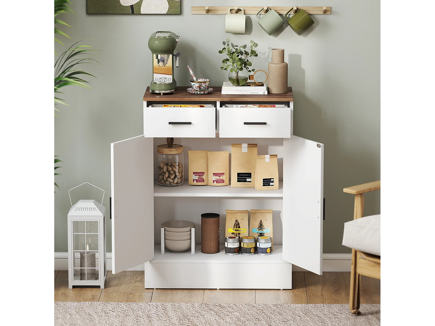 Credenza cucina con 2 cassetti e armadietto 2 ante mobile cucina moderno