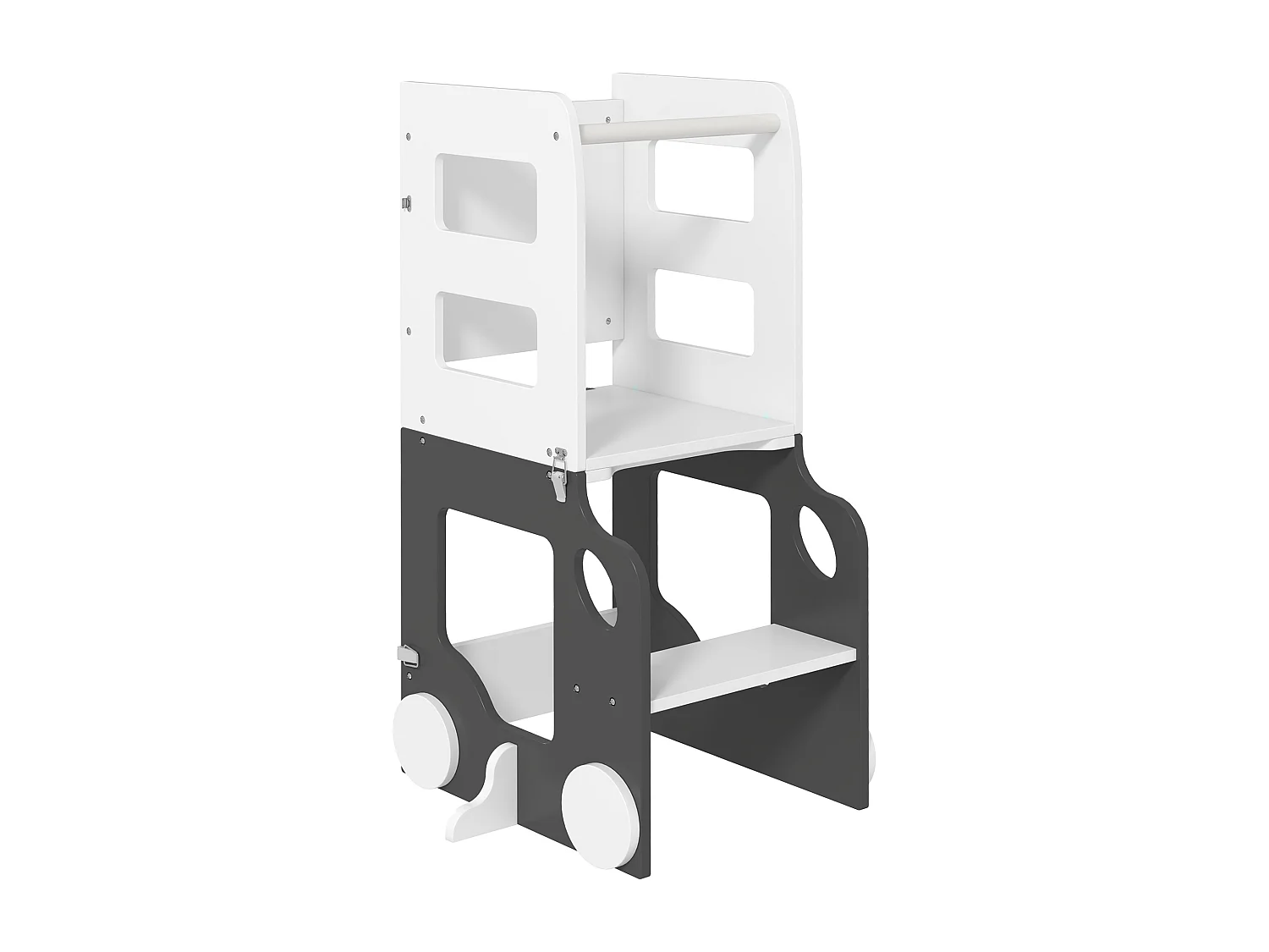 Scala montessori 4 in 1 con 2 lavagne e set tavolo e sedia bianco
