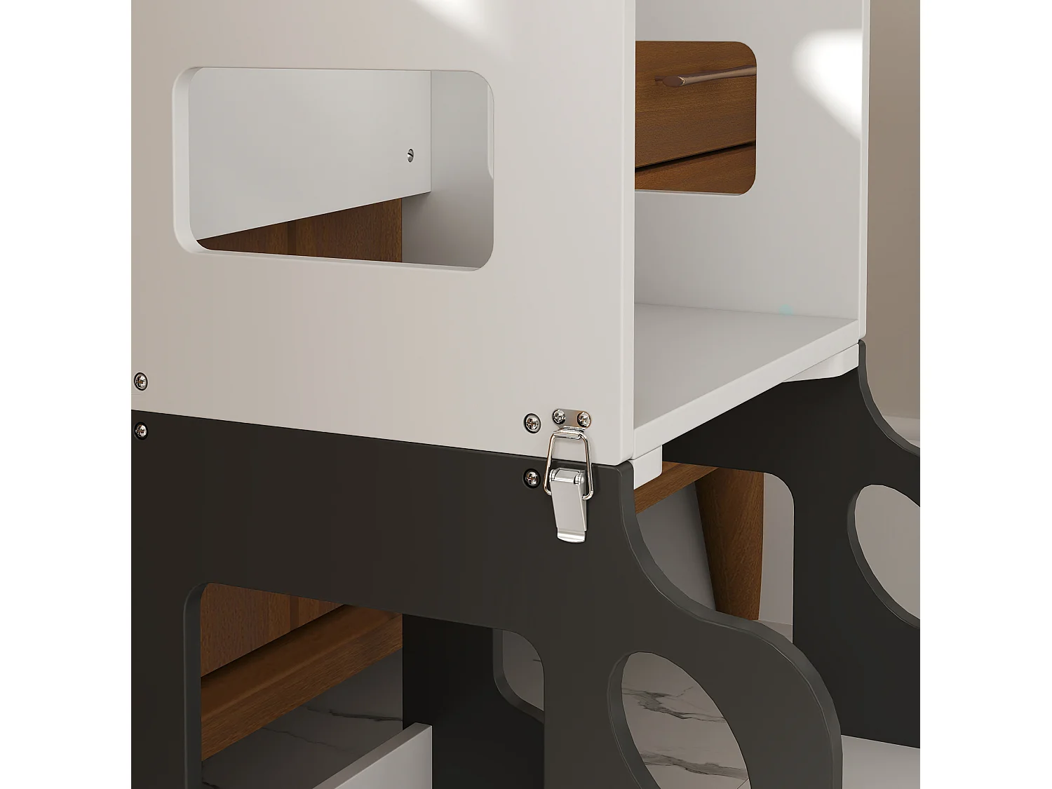 Scala montessori 4 in 1 con 2 lavagne e set tavolo e sedia bianco