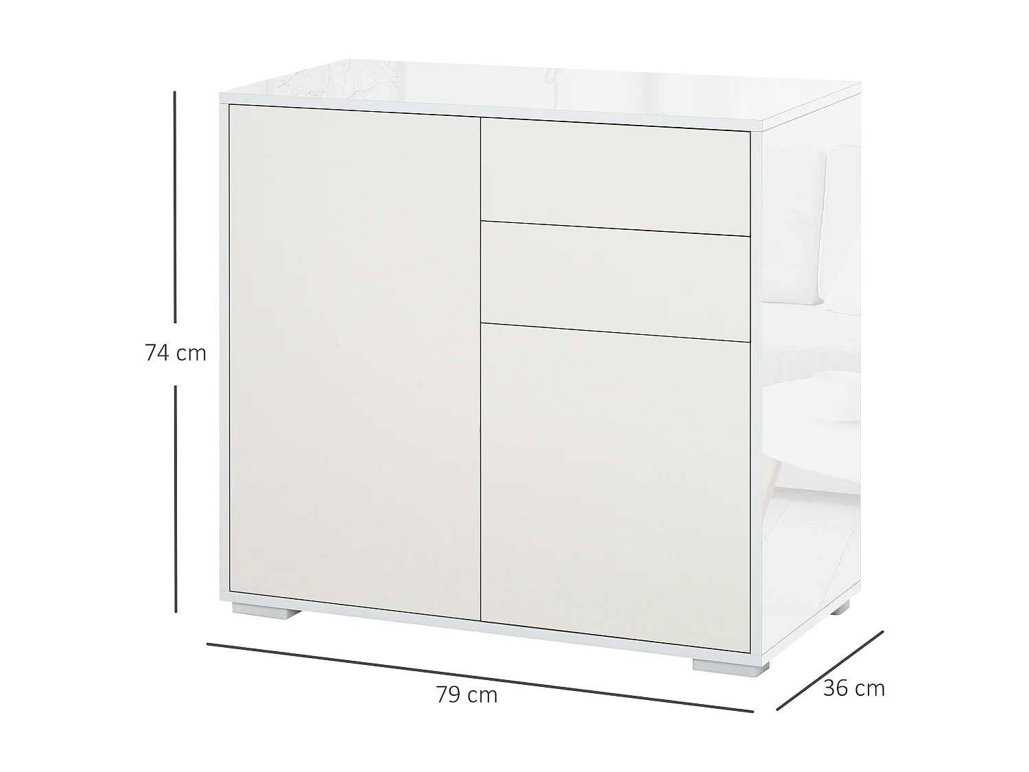 Mobiletto multiuso 2 cassetti e armadietti apertura a pressione