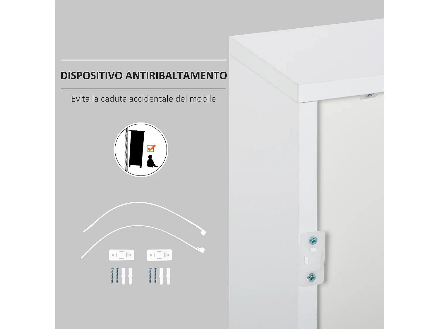 Mobiletto multiuso 2 cassetti e armadietti apertura a pressione