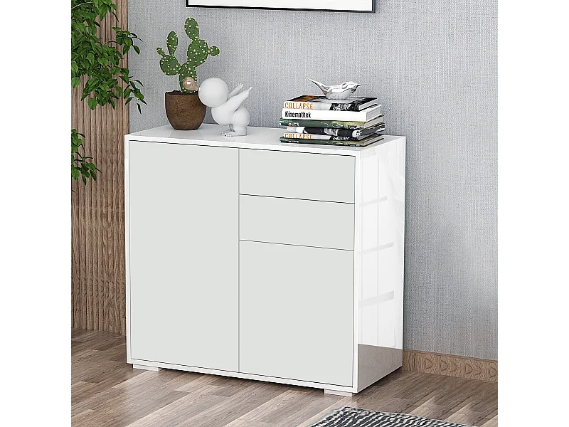 Mobiletto multiuso 2 cassetti e armadietti apertura a pressione