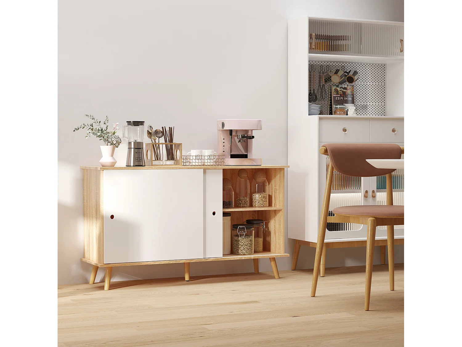 Mobile cucina credenza moderna con mensole regolabili