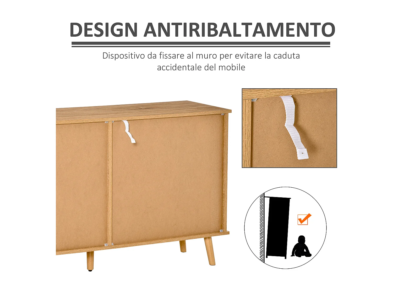 Mobile cucina credenza moderna con mensole regolabili