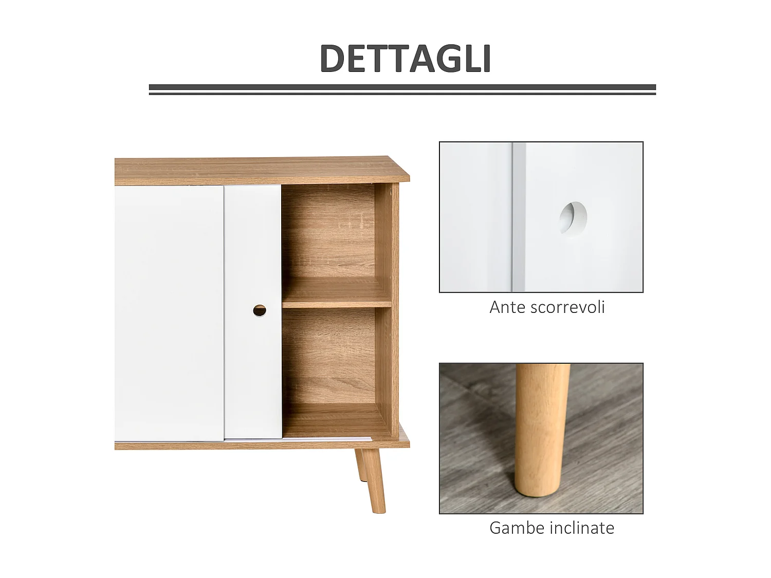 Mobile cucina credenza moderna con mensole regolabili