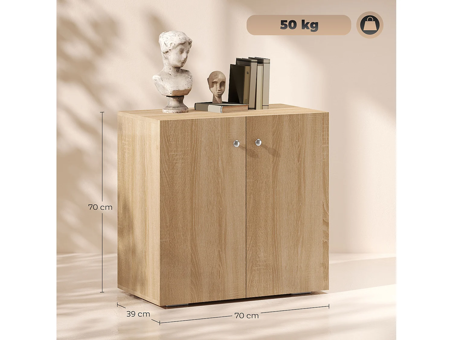 Mobiletto multiuso a 2 ante mobiletto soggiorno o ufficio in legno