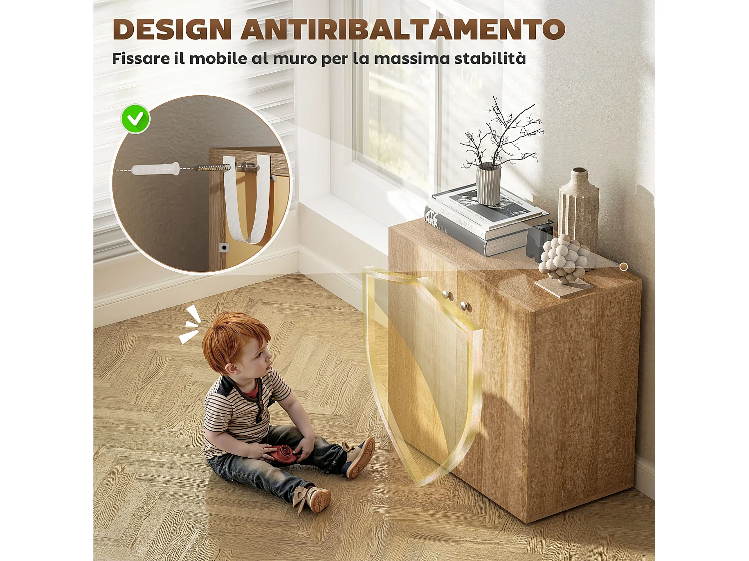 Mobiletto multiuso a 2 ante mobiletto soggiorno o ufficio in legno