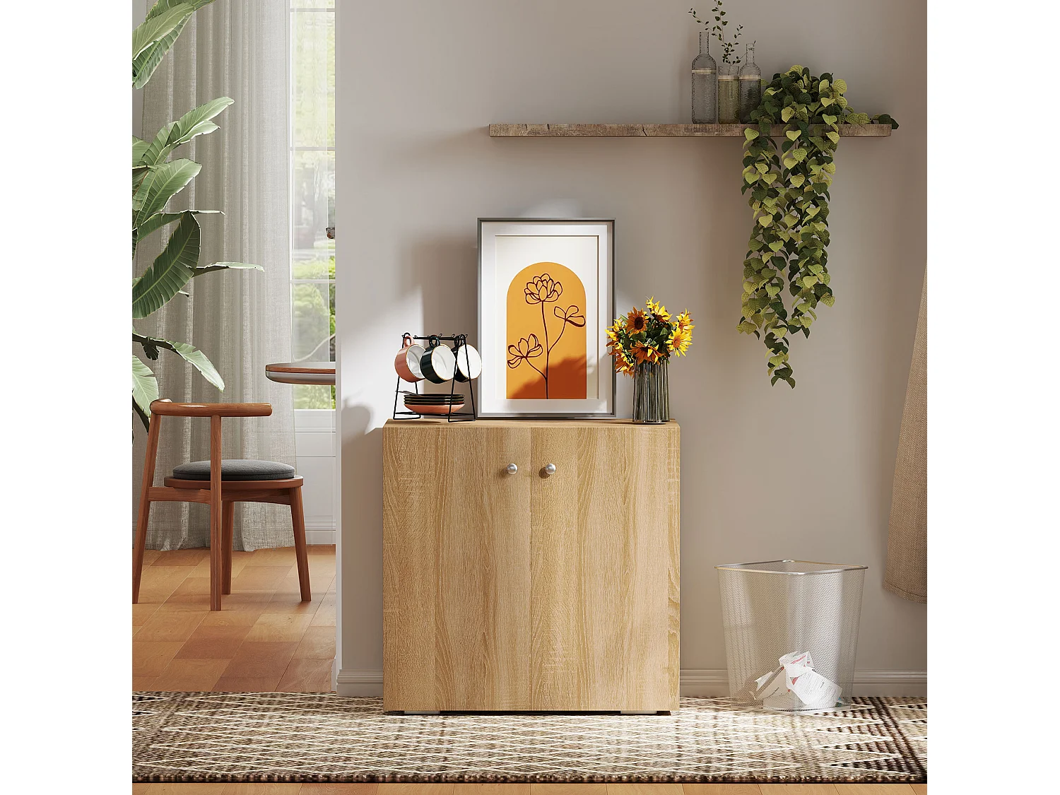 Mobiletto multiuso a 2 ante mobiletto soggiorno o ufficio in legno