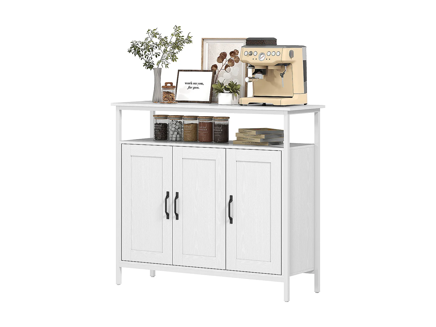 Credenza cucina con ripiano aperto e 2 armadietti mobile cucina
