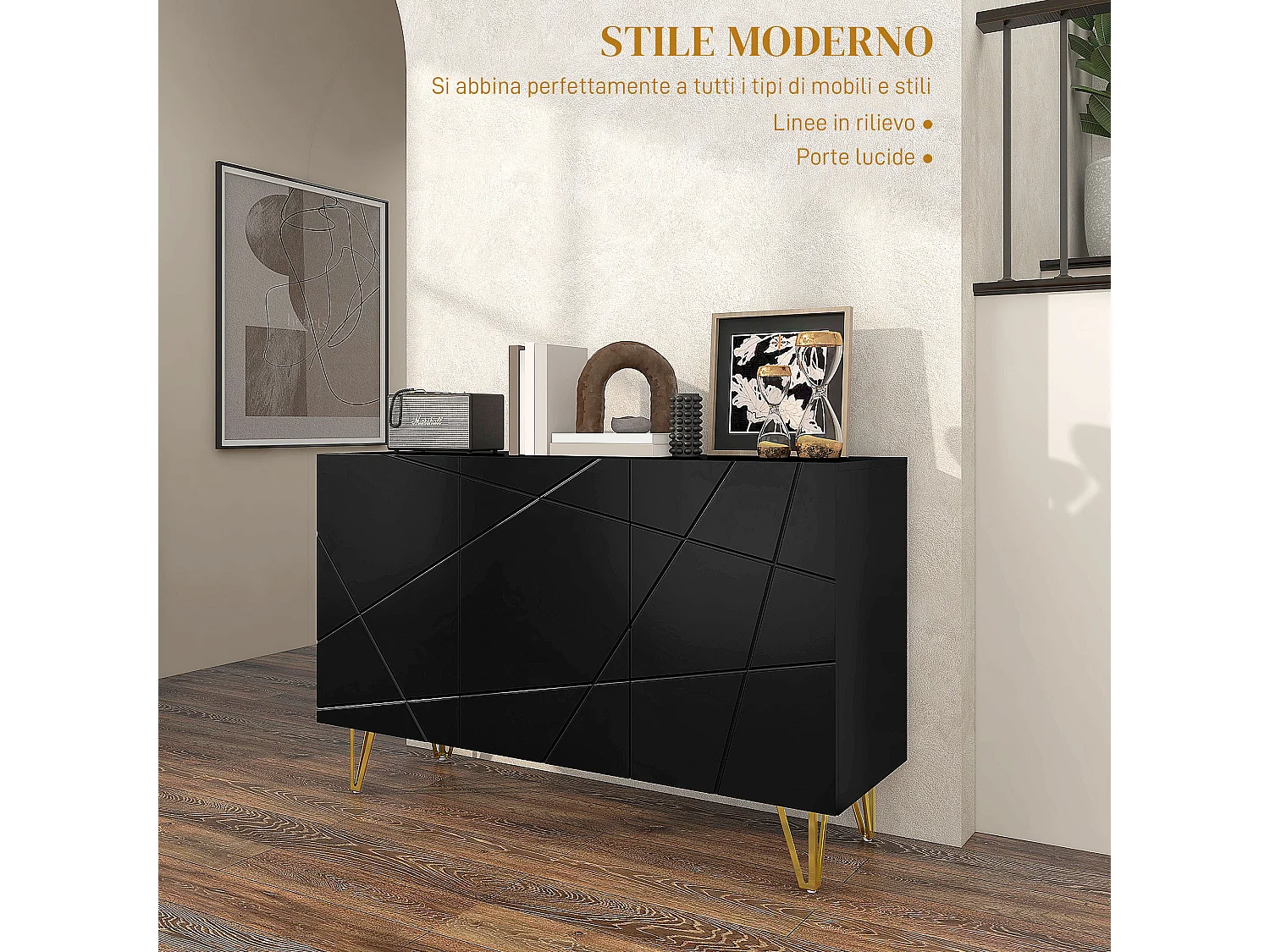 Mobile contenitore con 2 armadietti e ripiano regolabile a 3 livelli