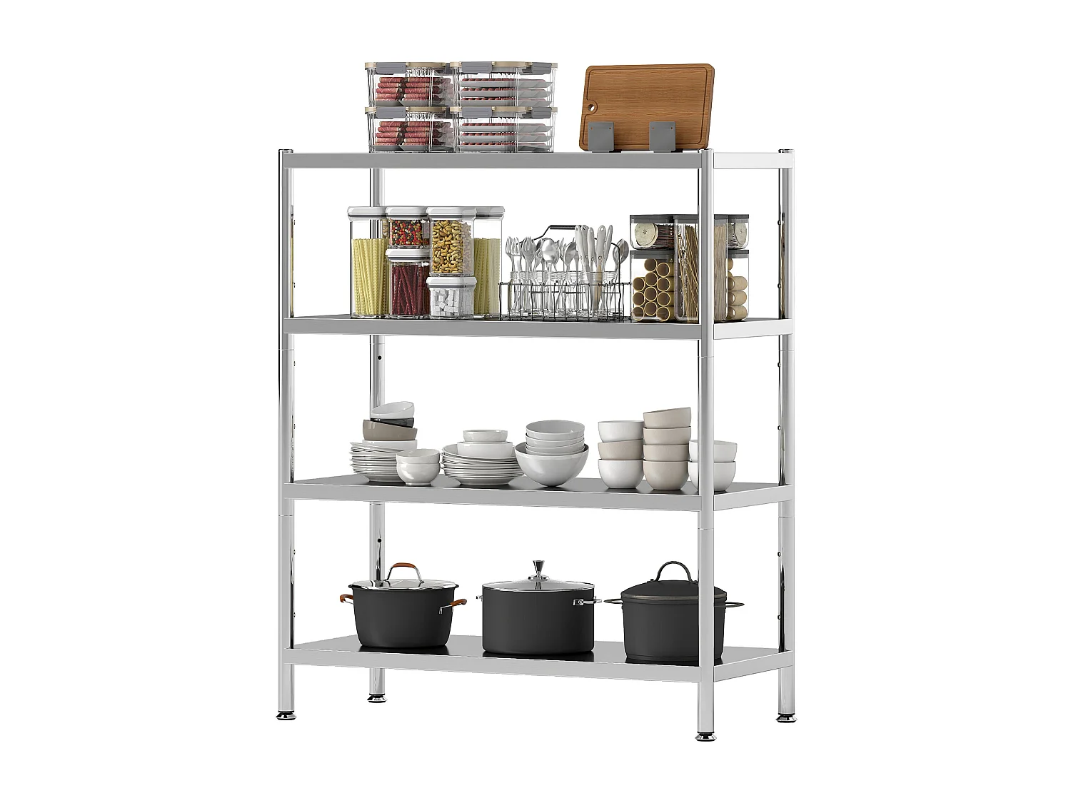 Scaffale in metallo a 4 livelli regolabili su 10 altezze diverse