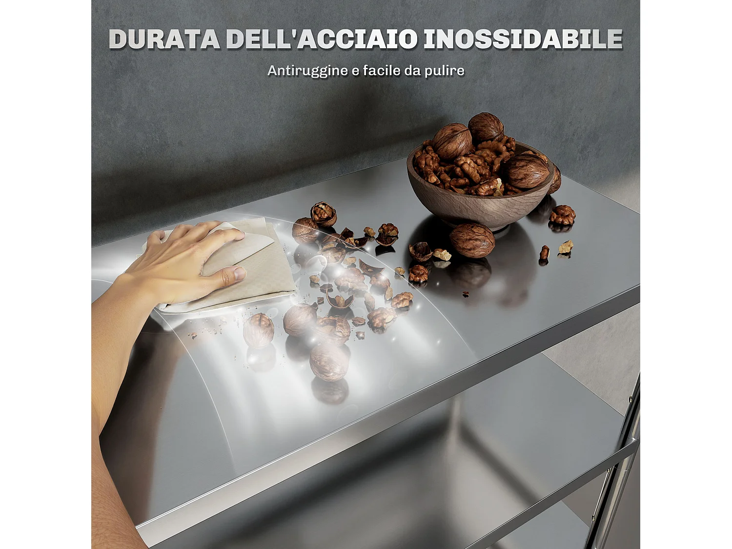 Scaffale in metallo a 4 livelli regolabili su 10 altezze diverse