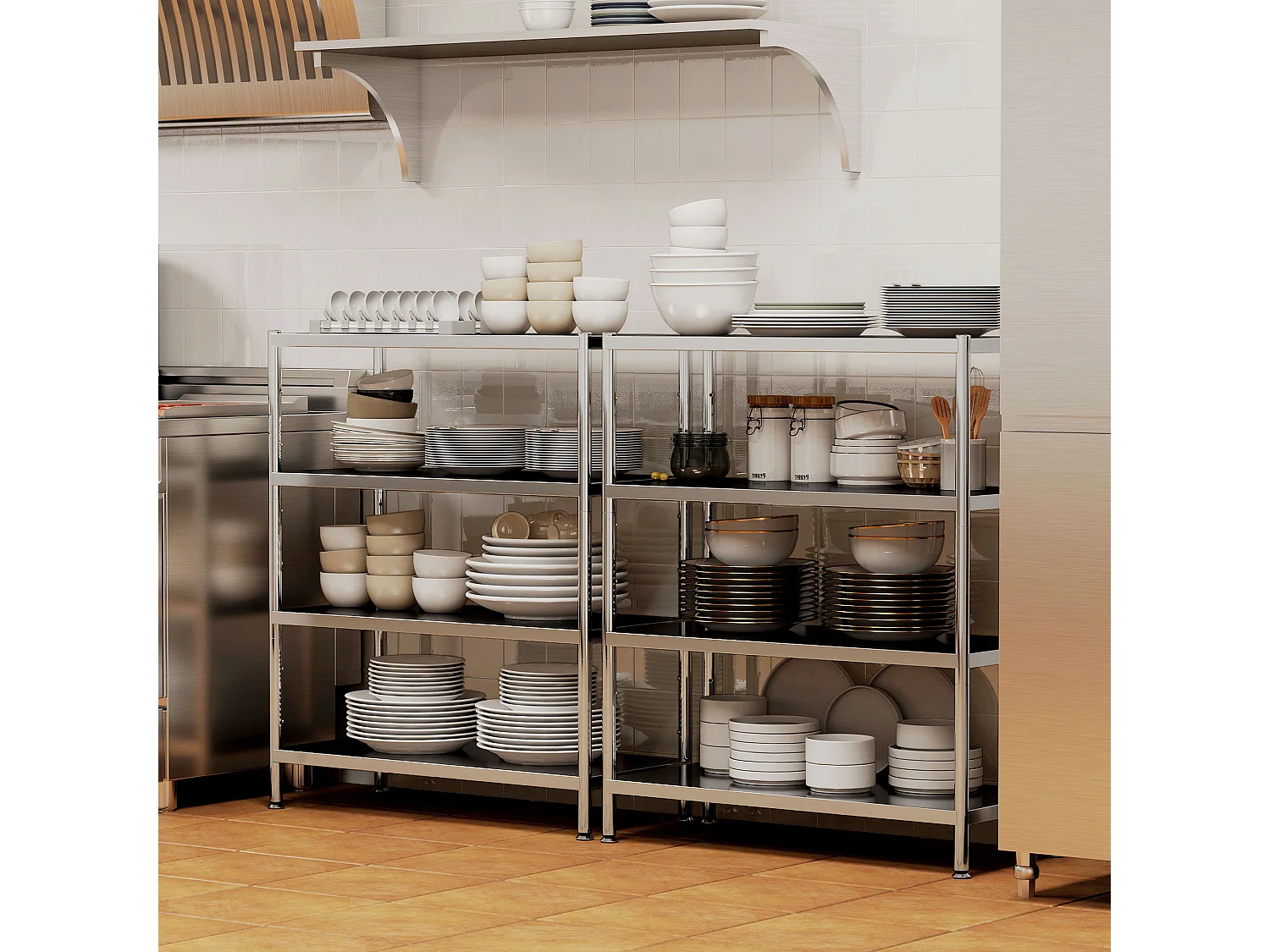 Scaffale in metallo a 4 livelli regolabili su 10 altezze diverse