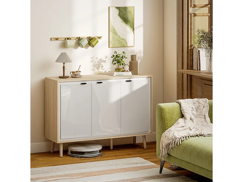 Credenza cucina con 3 ante mobile cucina moderno con ripiano regolabile e piedi in legno