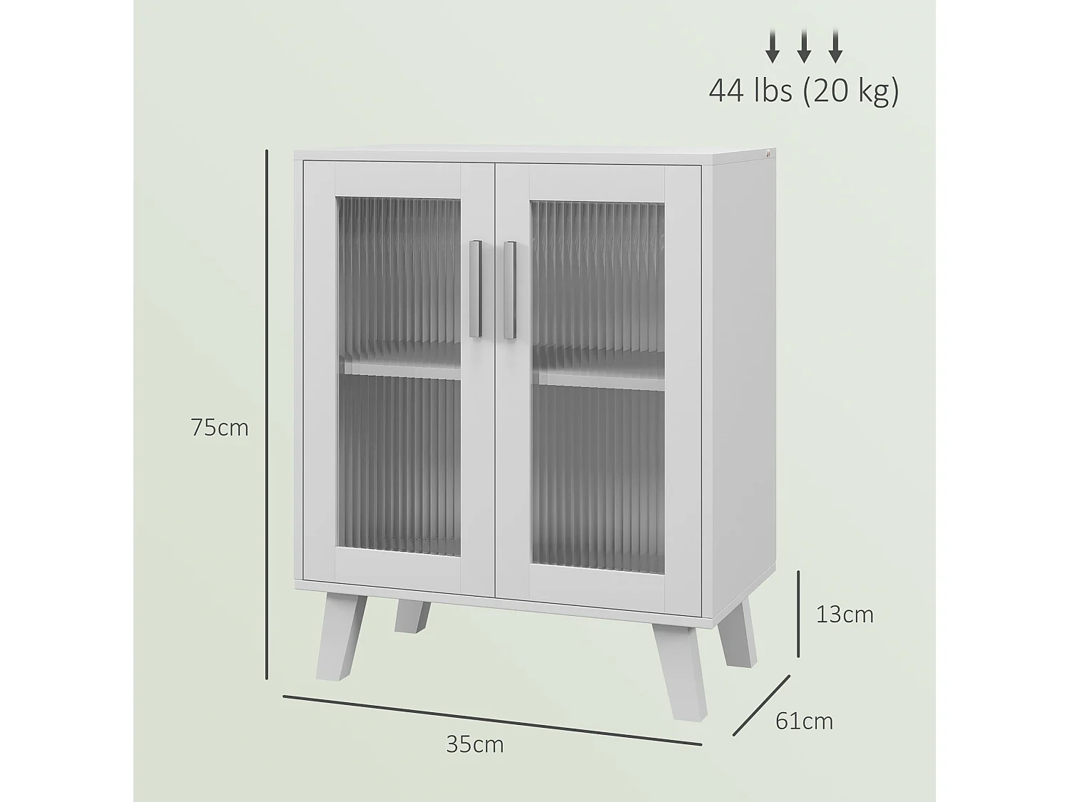 Credenza moderna con 2 ante trasparenti mobile multiuso a 2 ripiani per cucina