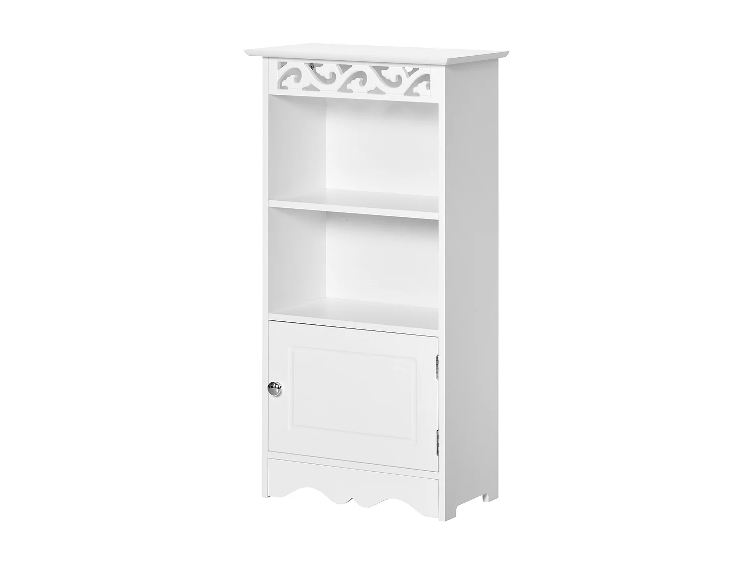 Mobiletto bagno da terra con armadietto e 2 ripiani in mdf bianco