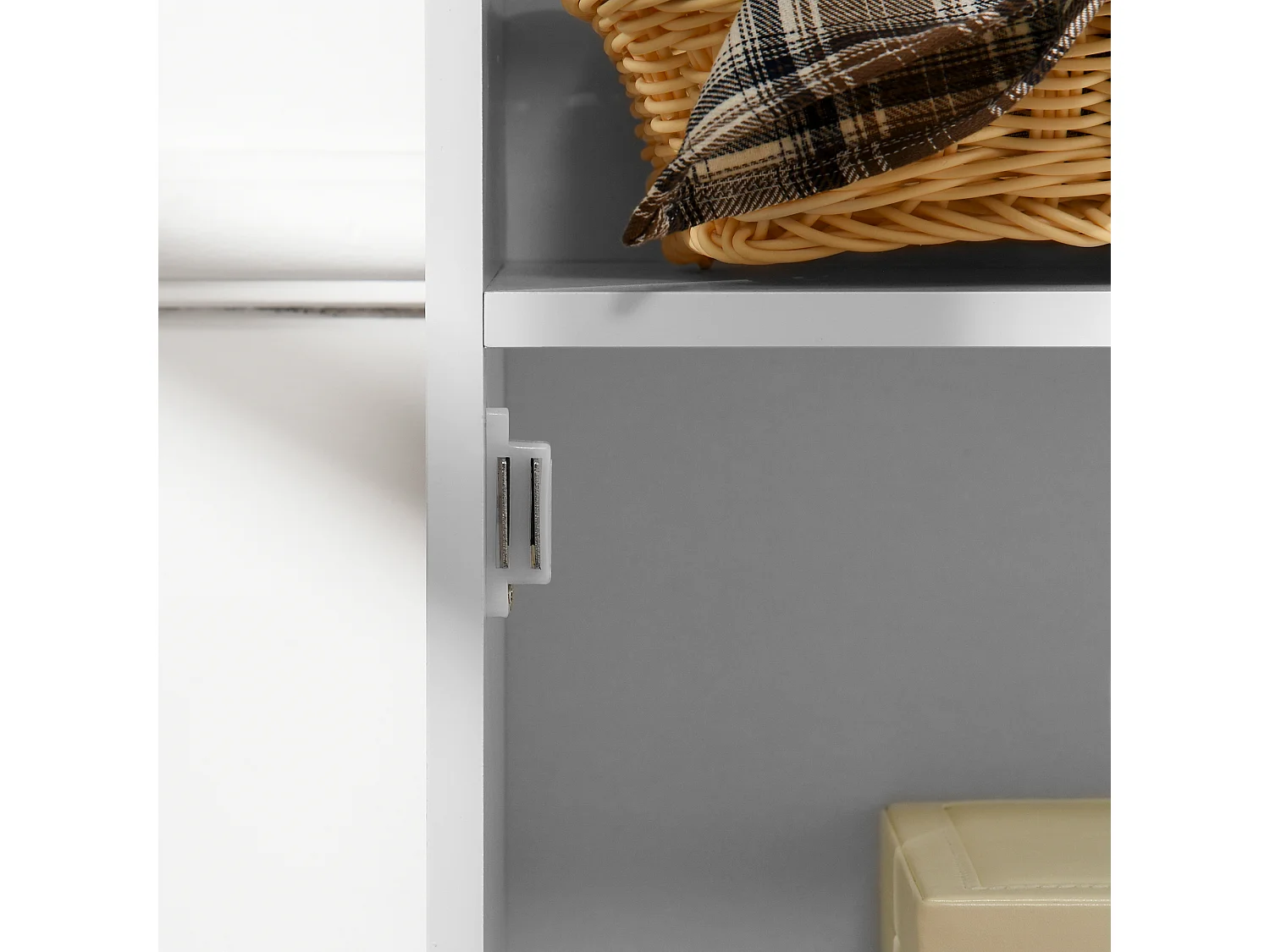 Mobiletto bagno da terra con armadietto e 2 ripiani in mdf bianco