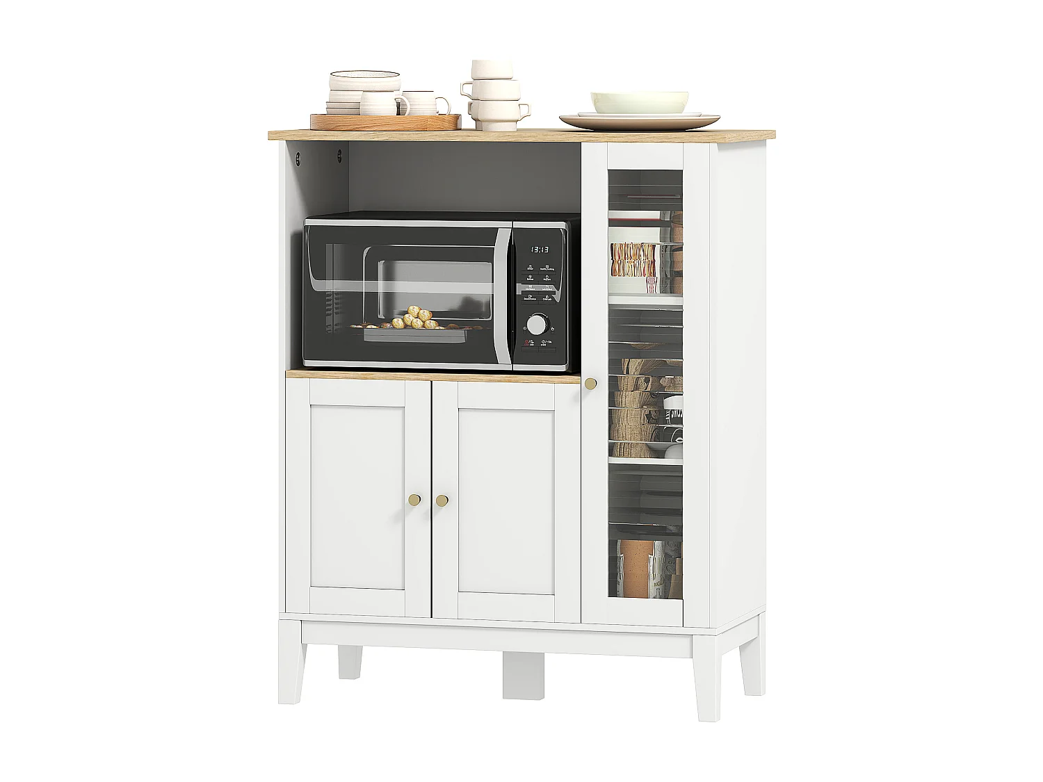 Mobile microonde con piano per elettrodomestici armadietti e anta in vetro