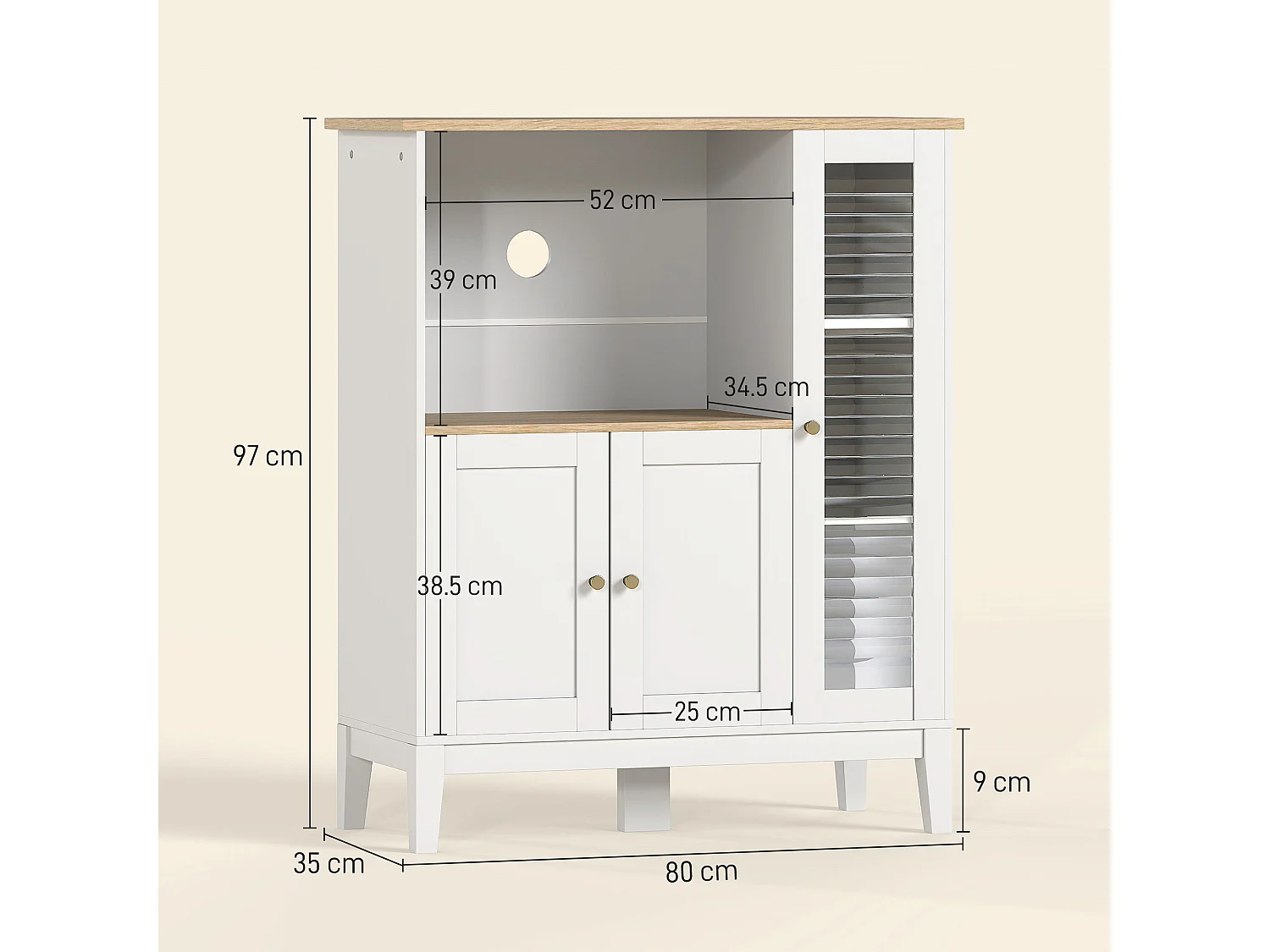 Mobile microonde con piano per elettrodomestici armadietti e anta in vetro