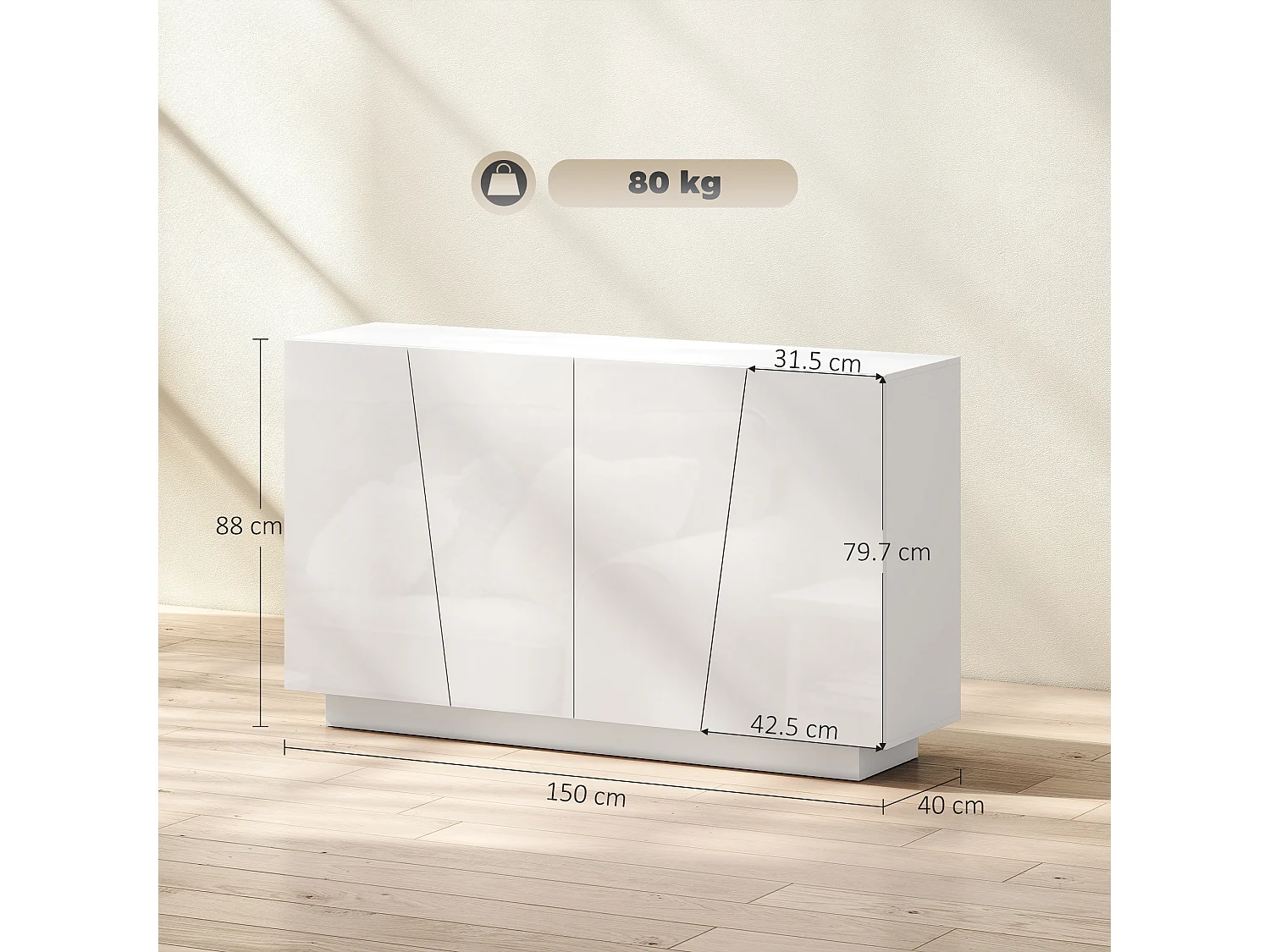 Mobiletto multiuso a 5 livelli in truciolato bianco