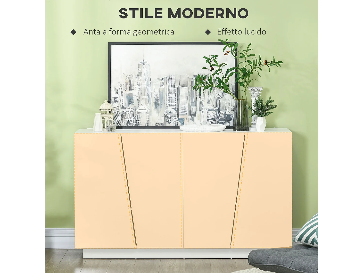 Mobiletto multiuso a 5 livelli in truciolato bianco