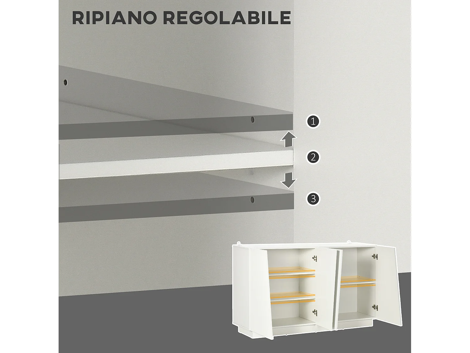 Mobiletto multiuso a 5 livelli in truciolato bianco