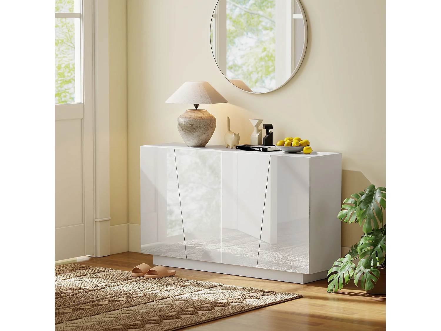 Mobiletto multiuso a 5 livelli in truciolato bianco