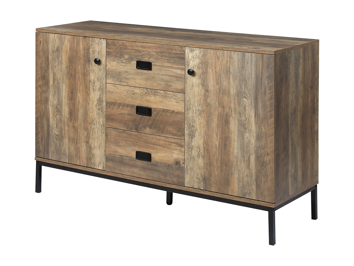 Credenza moderna con 2 armadietti a 2 ante e 3 cassetti marrone