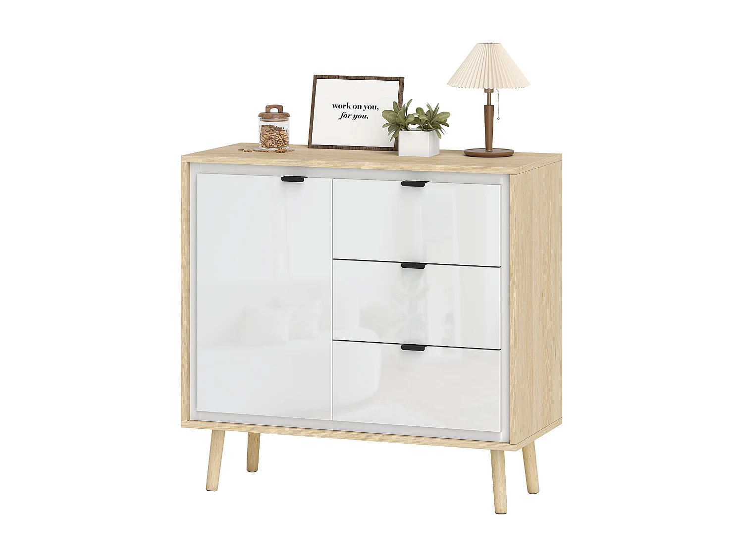 Credenza cucina con 3 cassetti e armadietto mobile cucina moderno