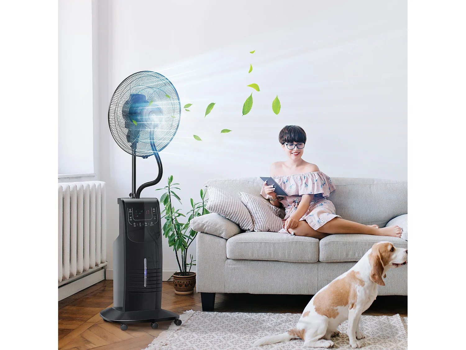 Ventilatore nebulizzatore con telecomando da 5m timer 12h e oscillazione 70°