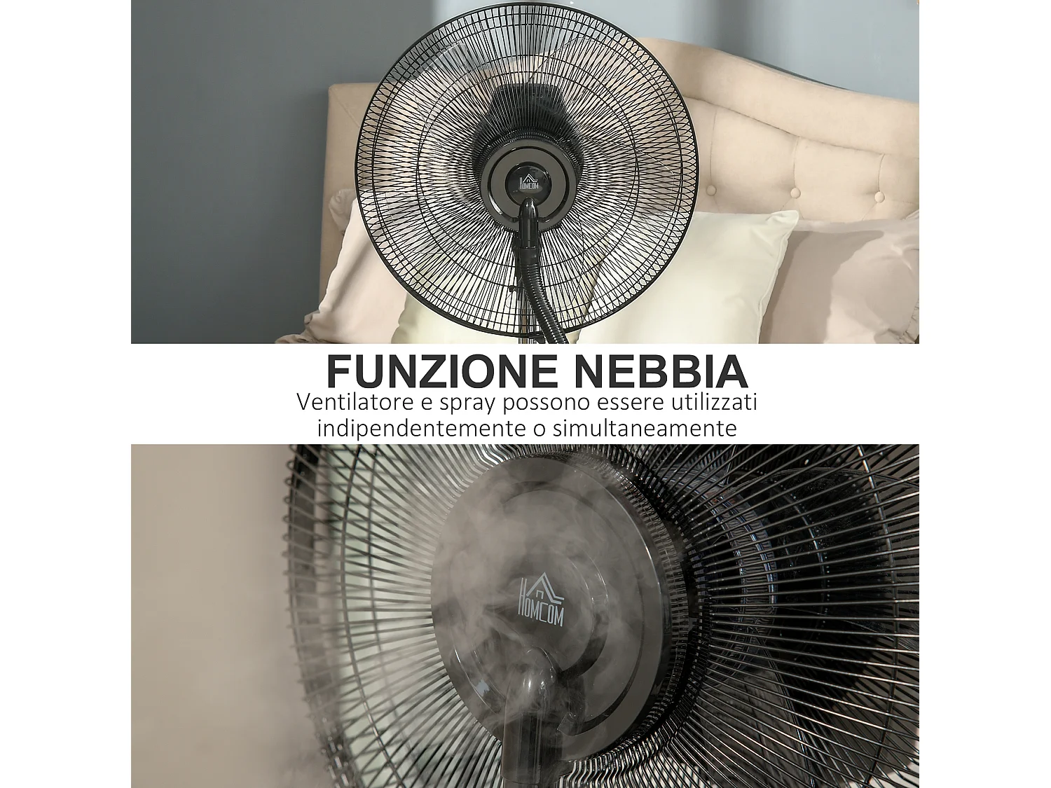 Ventilatore nebulizzatore con telecomando da 5m timer 12h e oscillazione 70°