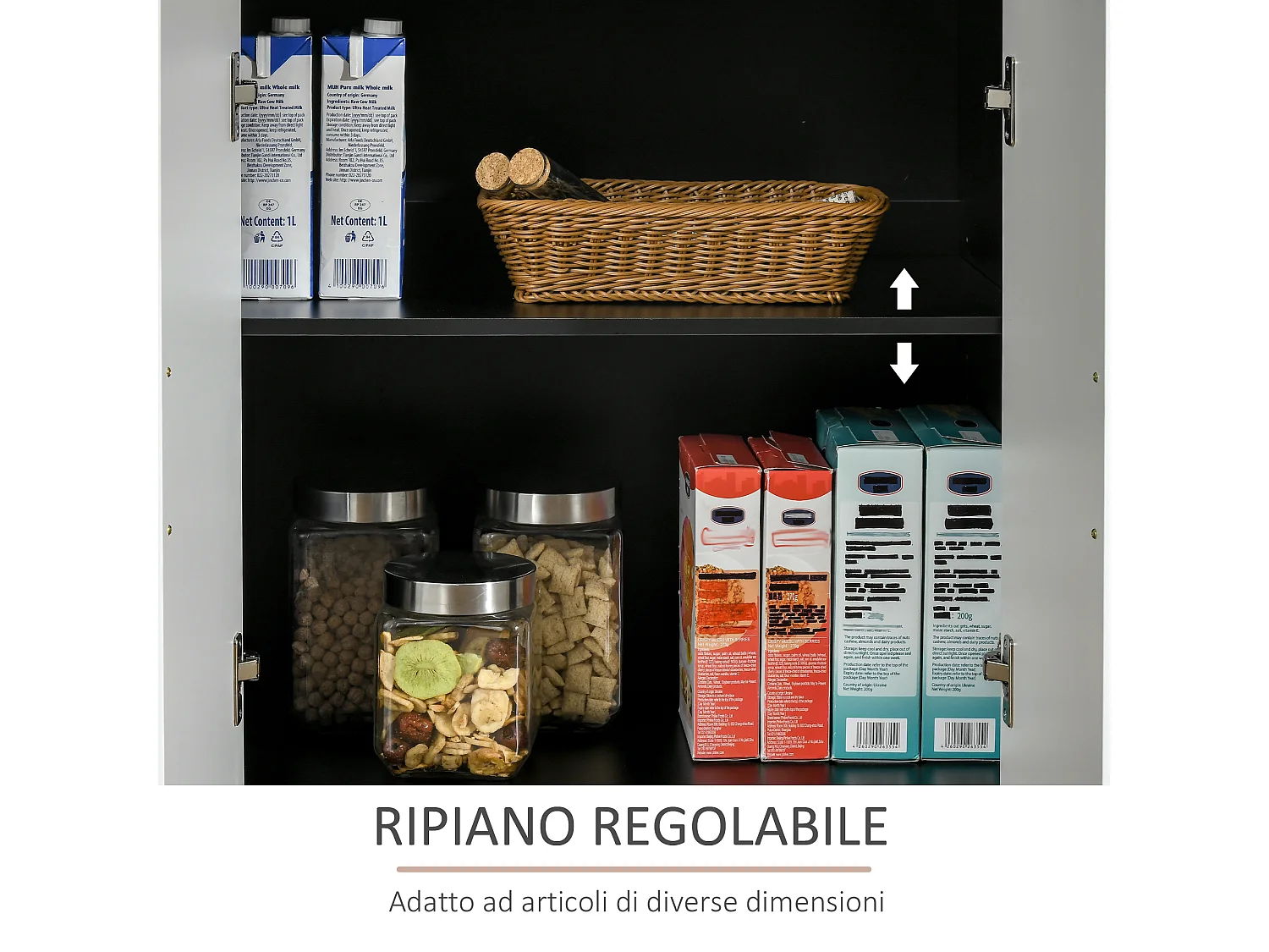 Mobiletto da cucina moderno in mdf con 2 armadietti