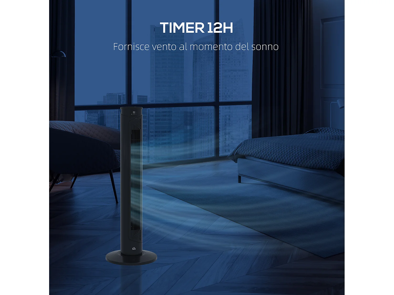 Ventilatore a torre 45w a 4 modalità e 3 velocità con timer da 12h