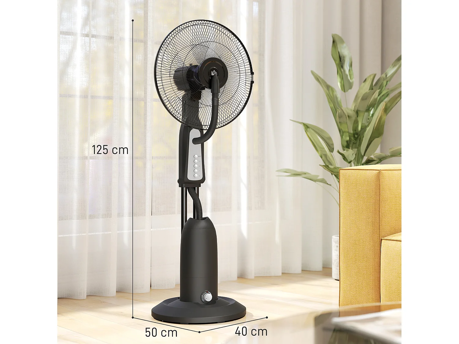 Ventilatore nebulizzatore con serbatoio da 3l e 3 velocità, diametro 50 cm