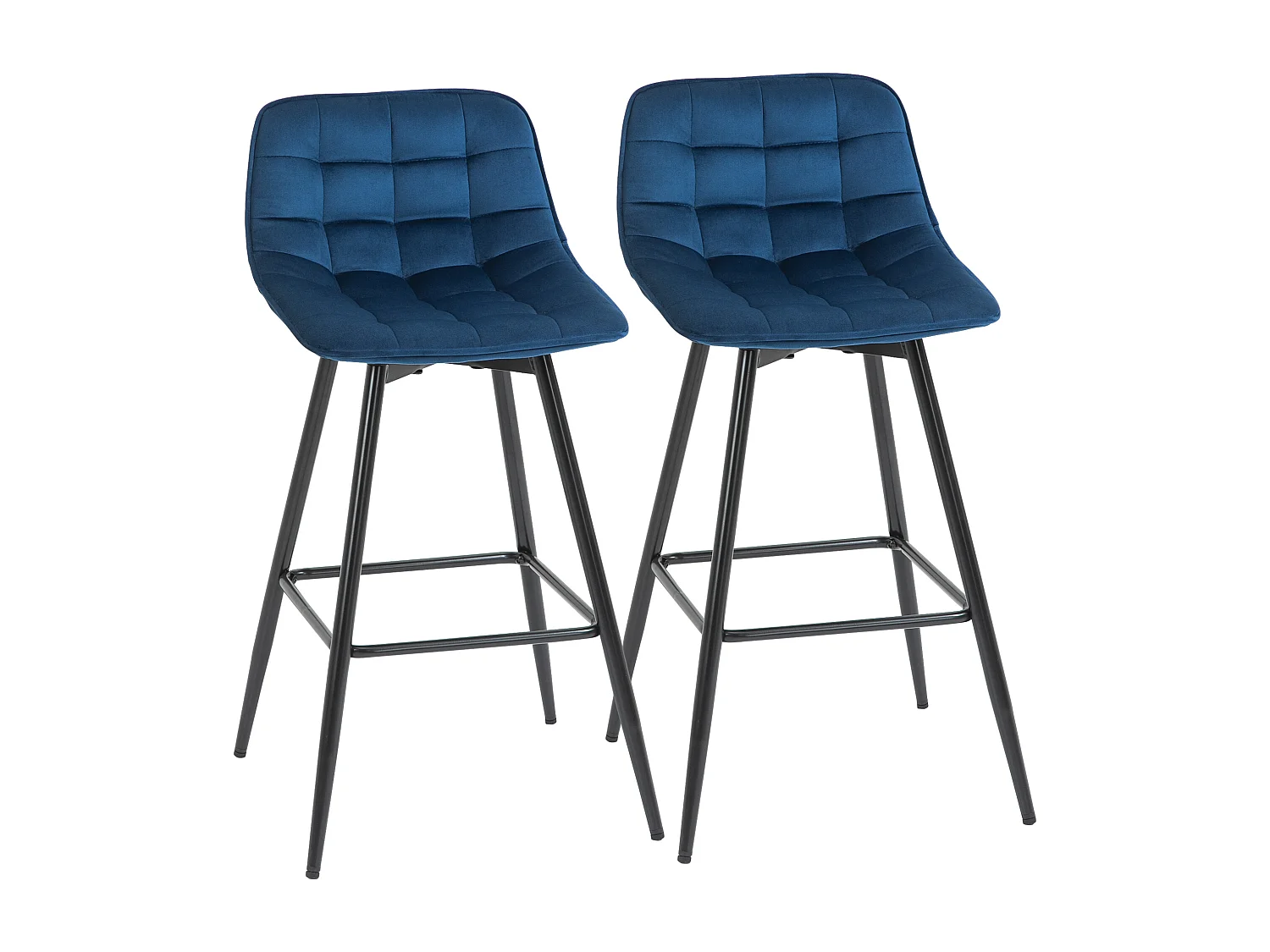 Set 2 sgabelli da bar stile nordico metallo velluto blu