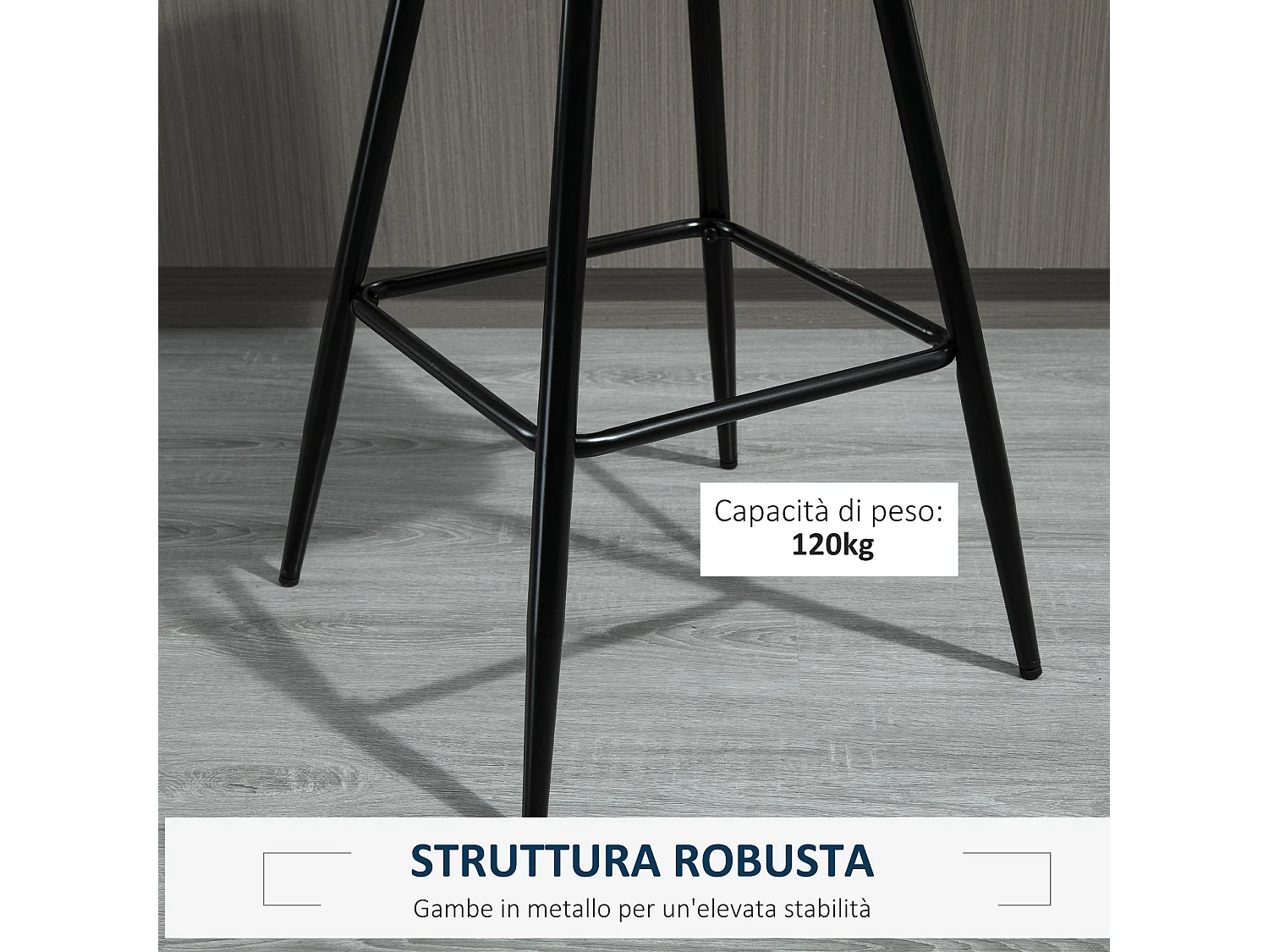 Set 2 sgabelli da bar stile nordico metallo velluto blu