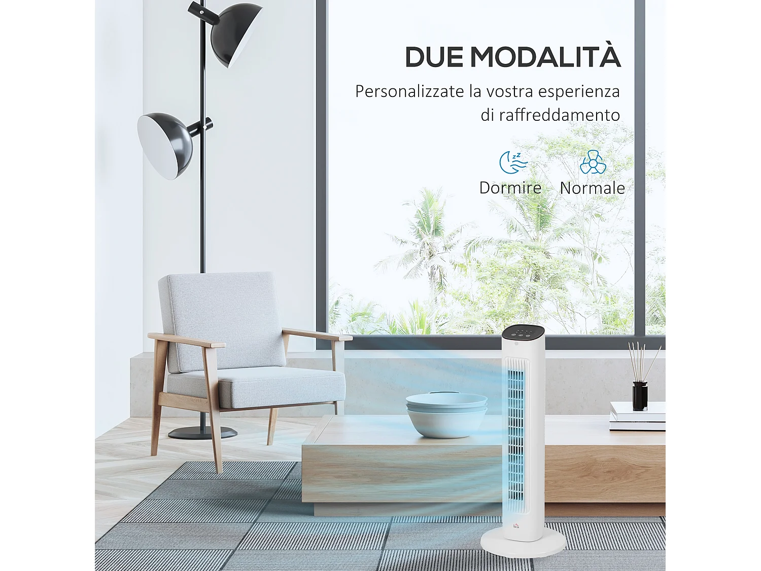 Ventilatore a torre con telecomando e 3 velocità ventilatore a colonna